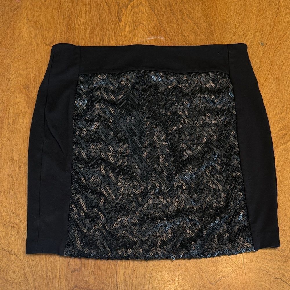 Cato Classy Women's Black Sequin Zigzag Mini Skirt.